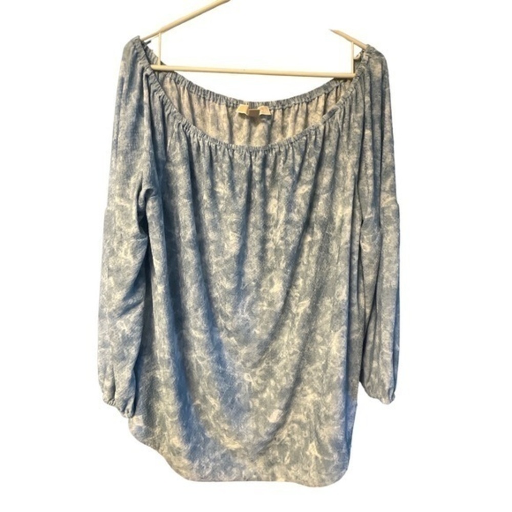 Michael Michael Kors Blue White Long Sleeve Blouse Size XL EUC #7649